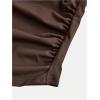 imageOYOANGLE Girls Strapless Ruched Tube Top Asymmetrical Hem Party Bandeau TopsBrown