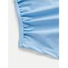 imageOYOANGLE Girls Strapless Ruched Tube Top Asymmetrical Hem Party Bandeau TopsLight Blue