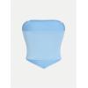 imageOYOANGLE Girls Strapless Ruched Tube Top Asymmetrical Hem Party Bandeau TopsLight Blue