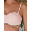 imageOYOANGLE Womens 2 Piece Bikini Set Textured Scallop Trim Push Up Swimsuit Tie Side Bathing Suits SwimwearLight Pink