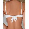 imageOYOANGLE Womens 2 Piece Bikini Set Textured Scallop Trim Push Up Swimsuit Tie Side Bathing Suits SwimwearWhite