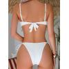 imageOYOANGLE Womens 2 Piece Bikini Set Textured Scallop Trim Push Up Swimsuit Tie Side Bathing Suits SwimwearWhite