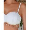imageOYOANGLE Womens 2 Piece Bikini Set Textured Scallop Trim Push Up Swimsuit Tie Side Bathing Suits SwimwearWhite
