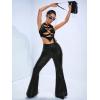 imageOYOANGLE Womens Cut Out Lace Up Round Neck Tie Front Asymmetrical Hem Crop Tank TopBlack