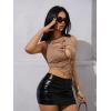 imageOYOANGLE Womens Cut Out Lace Up Round Neck Tie Front Asymmetrical Hem Crop Tank TopKhaki