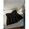 imageOYOANGLE Womens Drawstring Tie Front Strapless Tube Tops Ruched Flared Peplum Bandeau TopBlack