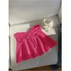 imageOYOANGLE Womens Drawstring Tie Front Strapless Tube Tops Ruched Flared Peplum Bandeau TopHot Pink