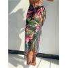 imageOYOANGLE Womens Graphic Print Bikini Sarong Wraps Tie Side High Waist Sheer Bathing Suit Cover Up Long SkirtsMulticolor
