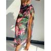 imageOYOANGLE Womens Graphic Print Bikini Sarong Wraps Tie Side High Waist Sheer Bathing Suit Cover Up Long SkirtsMulticolor