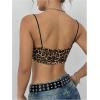 imageOYOANGLE Womens Leopard Print Spaghetti Strap Micro Crop Cami Tops Y2K Sleeveless Scoop Neck Camisole StreetwearBrown