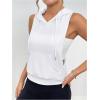 imageOYOANGLE Womens Letter Print Workout Hooded Tank Tops Sleeveless Open Side Racerback Athletic Gym TopsWhite