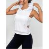 imageOYOANGLE Womens Letter Print Workout Hooded Tank Tops Sleeveless Open Side Racerback Athletic Gym TopsWhite