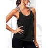 imageOYOANGLE Womens Letter Tape Criss Cross Cut Out Workout Tank Tops Gym Sleeveless Shirts ActivewearBlack