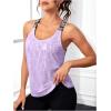 imageOYOANGLE Womens Letter Tape Criss Cross Cut Out Workout Tank Tops Gym Sleeveless Shirts ActivewearPurple