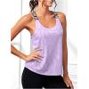 imageOYOANGLE Womens Letter Tape Criss Cross Cut Out Workout Tank Tops Gym Sleeveless Shirts ActivewearPurple