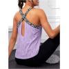 imageOYOANGLE Womens Letter Tape Criss Cross Cut Out Workout Tank Tops Gym Sleeveless Shirts ActivewearPurple