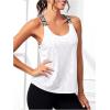 imageOYOANGLE Womens Letter Tape Criss Cross Cut Out Workout Tank Tops Gym Sleeveless Shirts ActivewearWhite