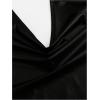 imageOYOANGLE Womens Low Cut Ruched Halter Tops Draped Cowl Neck Asymmetrical Hem Tank TopsBlack