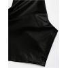 imageOYOANGLE Womens Low Cut Ruched Halter Tops Draped Cowl Neck Asymmetrical Hem Tank TopsBlack