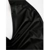 imageOYOANGLE Womens Low Cut Ruched Halter Tops Draped Cowl Neck Asymmetrical Hem Tank TopsBlack