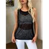 imageOYOANGLE Womens Sheer Sleeveless Crew Neck Sports Tank Top Sleeveless Athletic Workout ShirtsBlack Sheer