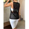 imageOYOANGLE Womens Sheer Sleeveless Crew Neck Sports Tank Top Sleeveless Athletic Workout ShirtsBlack Sheer