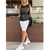 imageOYOANGLE Womens Sheer Sleeveless Crew Neck Sports Tank Top Sleeveless Athletic Workout ShirtsBlack Sheer