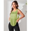 imageOYOANGLE Womens Sheer Sleeveless Crew Neck Sports Tank Top Sleeveless Athletic Workout ShirtsLime Green