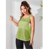 imageOYOANGLE Womens Sheer Sleeveless Crew Neck Sports Tank Top Sleeveless Athletic Workout ShirtsLime Green
