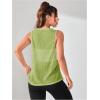 imageOYOANGLE Womens Sheer Sleeveless Crew Neck Sports Tank Top Sleeveless Athletic Workout ShirtsLime Green