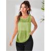 imageOYOANGLE Womens Sheer Sleeveless Crew Neck Sports Tank Top Sleeveless Athletic Workout ShirtsLime Green