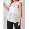 imageOYOANGLE Womens Sheer Sleeveless Crew Neck Sports Tank Top Sleeveless Athletic Workout ShirtsWhite Sheer