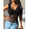 imageOYOANGLE Womens Sleeveless Mesh Floral Lace Scallop V Neck Backless Tank Top BlouseBlack