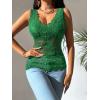 imageOYOANGLE Womens Sleeveless Mesh Floral Lace Scallop V Neck Backless Tank Top BlouseGreen Solid