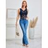 imageOYOANGLE Womens Sleeveless Mesh Floral Lace Scallop V Neck Backless Tank Top BlouseNavy Blue