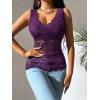 imageOYOANGLE Womens Sleeveless Mesh Floral Lace Scallop V Neck Backless Tank Top BlousePurple