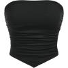 imageOYOANGLE Girls Strapless Ruched Tube Top Asymmetrical Hem Party Bandeau TopsBlack