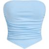 imageOYOANGLE Girls Strapless Ruched Tube Top Asymmetrical Hem Party Bandeau TopsLight Blue