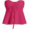 imageOYOANGLE Womens Drawstring Tie Front Strapless Tube Tops Ruched Flared Peplum Bandeau TopHot Pink
