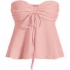 imageOYOANGLE Womens Drawstring Tie Front Strapless Tube Tops Ruched Flared Peplum Bandeau TopLight Pink