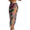 imageOYOANGLE Womens Graphic Print Bikini Sarong Wraps Tie Side High Waist Sheer Bathing Suit Cover Up Long SkirtsMulticolor