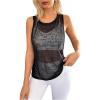 imageOYOANGLE Womens Sheer Sleeveless Crew Neck Sports Tank Top Sleeveless Athletic Workout ShirtsBlack Sheer