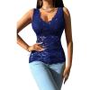 imageOYOANGLE Womens Sleeveless Mesh Floral Lace Scallop V Neck Backless Tank Top BlouseRoyal Blue