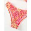 imageOYOANGLE Womens 2 Piece Color Block Bikini Sets Textured Cut Out Ruched Halter Swimsuits High Cut Bathing SuitsMulticolor