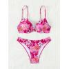 imageOYOANGLE Womens 2 Piece Floral Print Bikini Sets Spaghetti Strap Underwire Backless High Cut Bathing SuitsPink