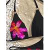 imageOYOANGLE Womens 2 Piece Floral Print Swimsuit Halter Triangle Bikini Top and Thongs Bathing SuitsBlack