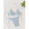 imageOYOANGLE Womens 2 Piece Halter Bikini Sets Floral Print Triangle Backless Tie Side High Cut SwimsuitsBlue and White