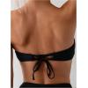 imageOYOANGLE Womens 2 Piece Strapless Bikini Sets 3D Floral Scallop Trim Tie Back Low Rise Bathing Suit Textured SwimsuitsBlack