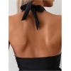 imageOYOANGLE Womens 2 Piece Tankini Set Two Piece Ruffle Bathing Suits Ruched Halter Swimsuits with ShortsBlack