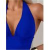 imageOYOANGLE Womens 2 Piece Tankini Set Two Piece Ruffle Bathing Suits Ruched Halter Swimsuits with ShortsBlue